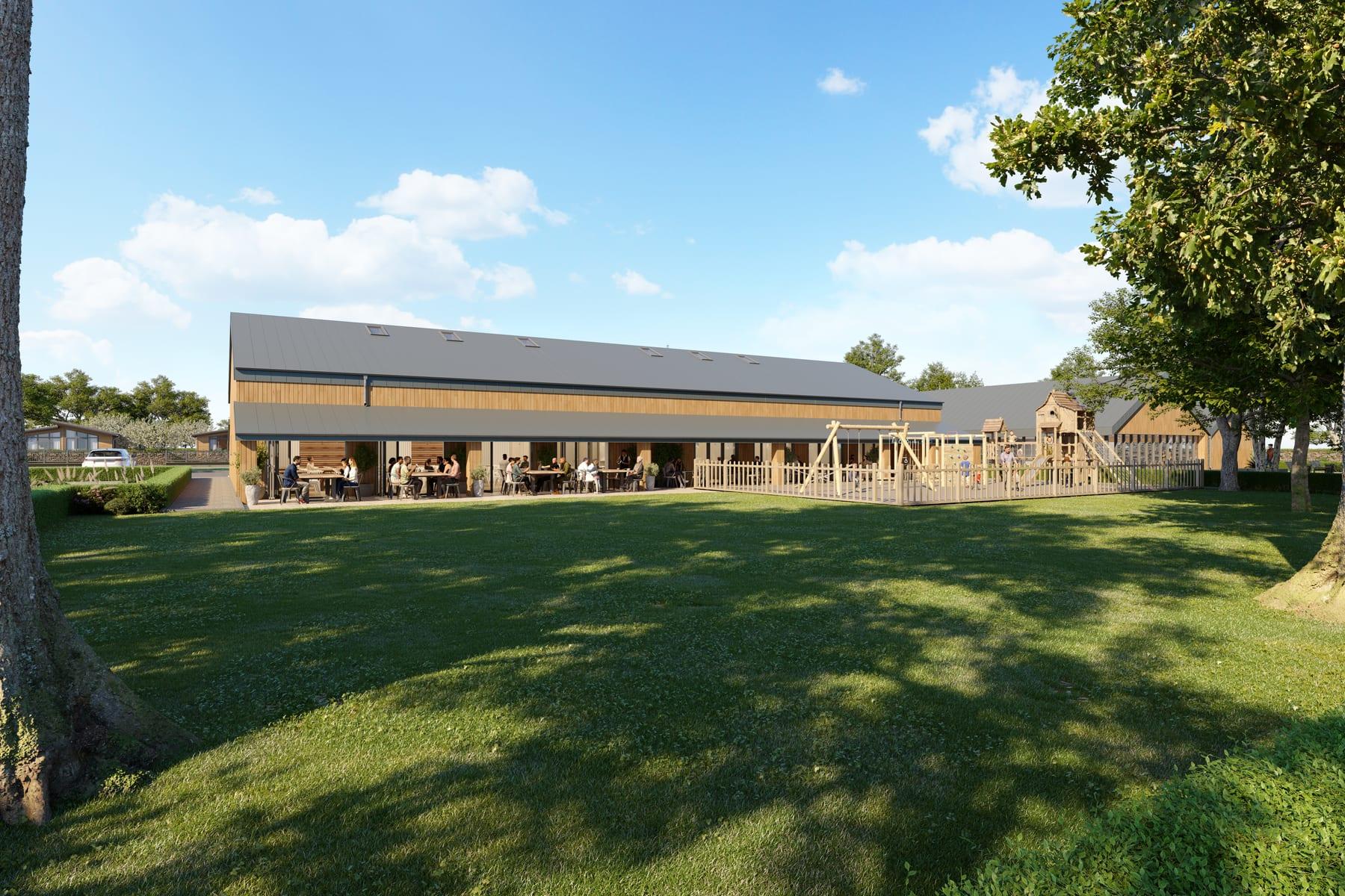 CGI artist's impression of the planned new clubhouse at Atlantic Bays Holiday Park, St Merryn