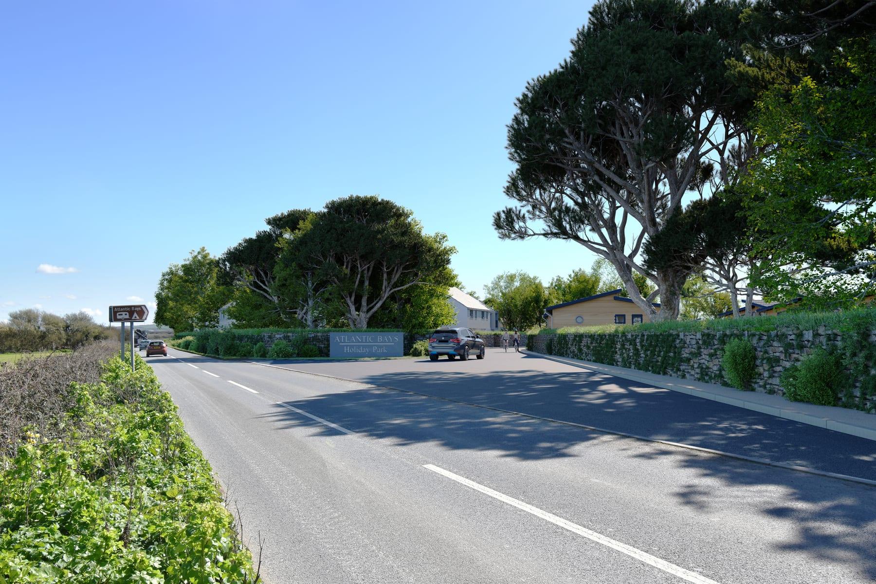 CGI artist's impression of the planned new entrance at Atlantic Bays Holiday Park, St Merryn