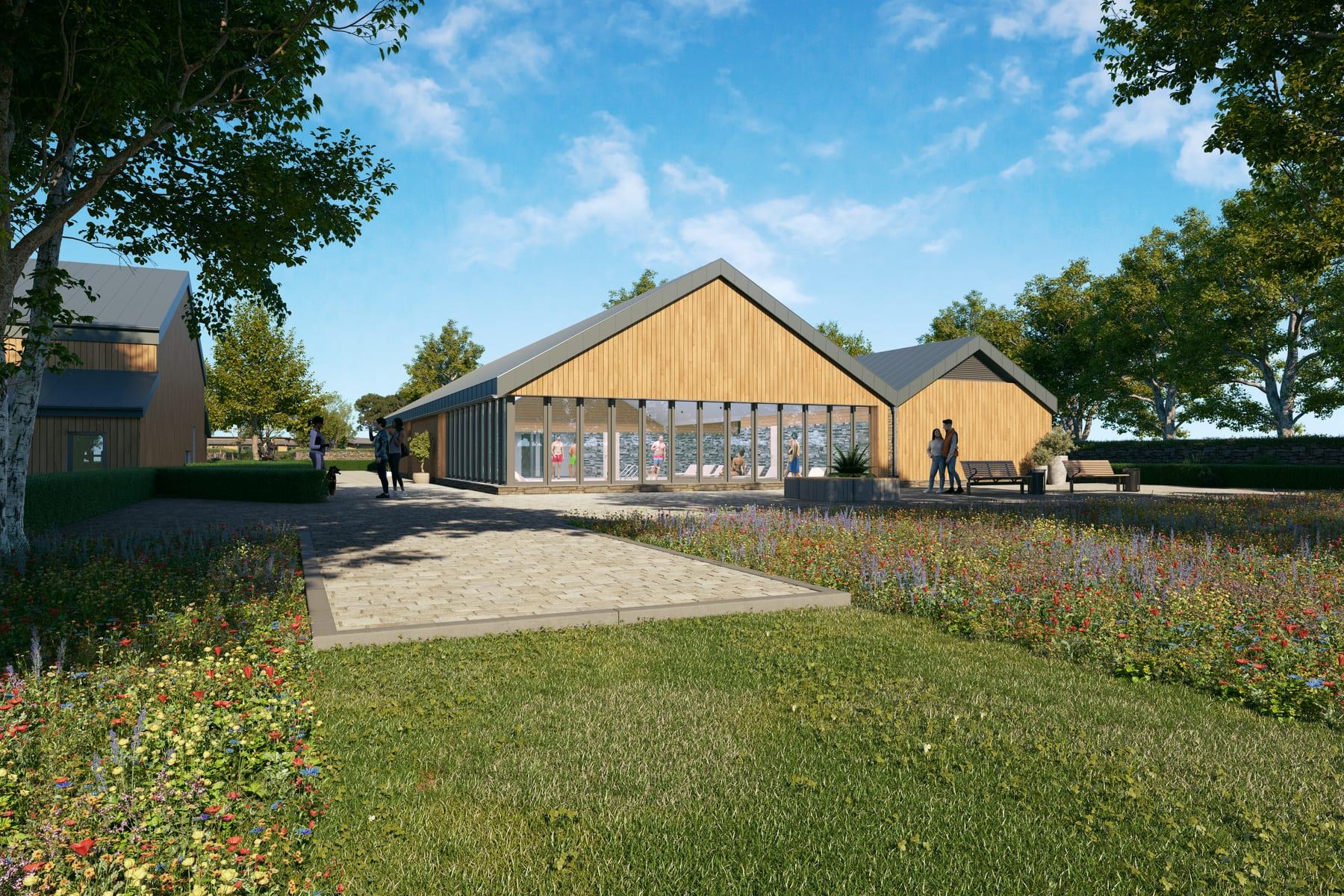 CGI artist's impression of the planned leisure and spa building at Atlantic Bays Holiday Park, St Merryn