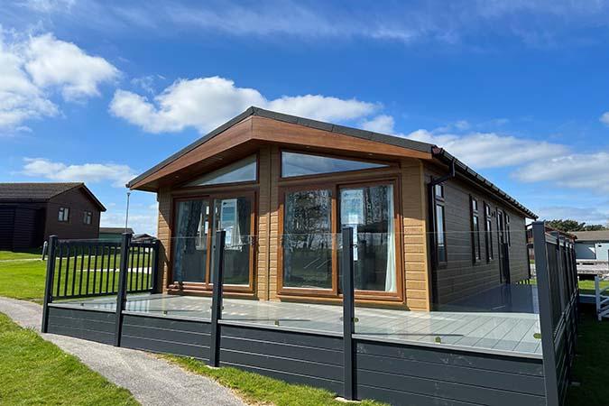Wessex Contemporary lodge exterior at Atlantic Bays Holiday Park